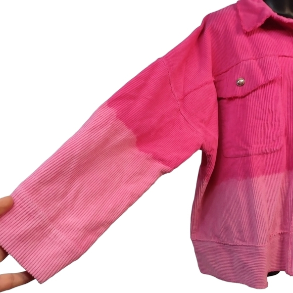 White Birch Women's Corduroy Dip Dyed Hot Pink Jacket Size XL - Picture 12 of 16